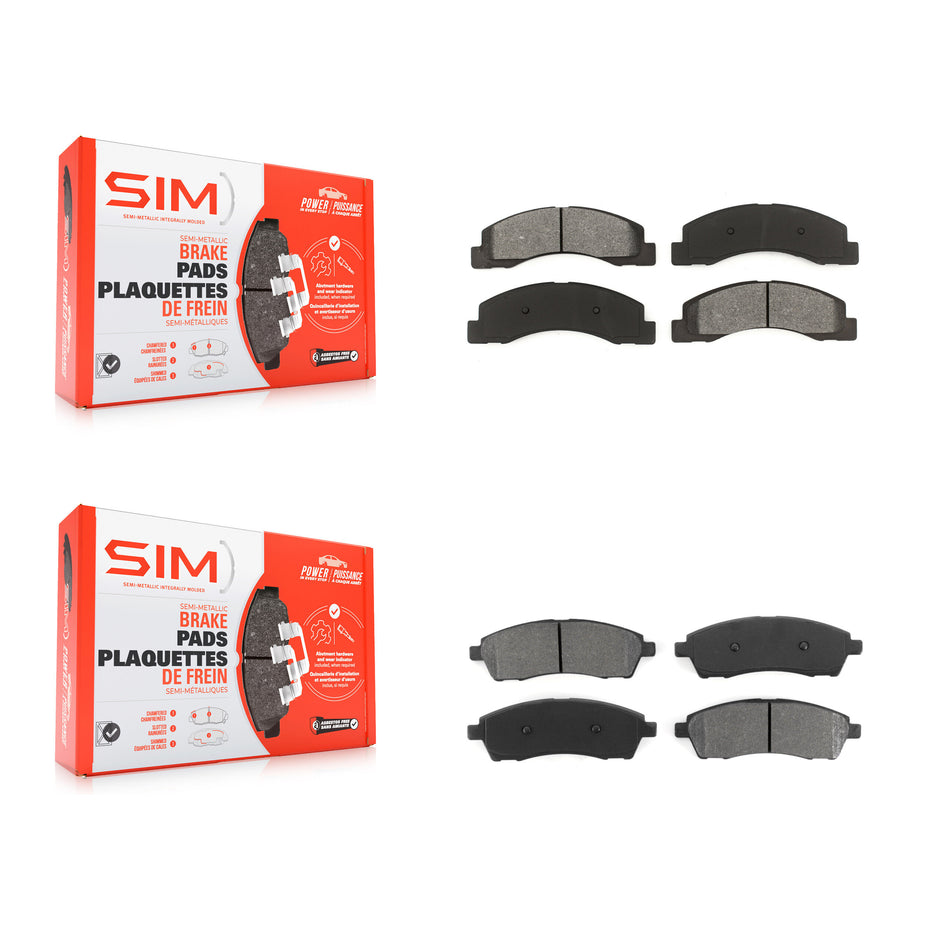 Front Rear Semi-Metallic Brake Pads Kit For Ford F-350 Super Duty F-250 Excursion KSM-100354