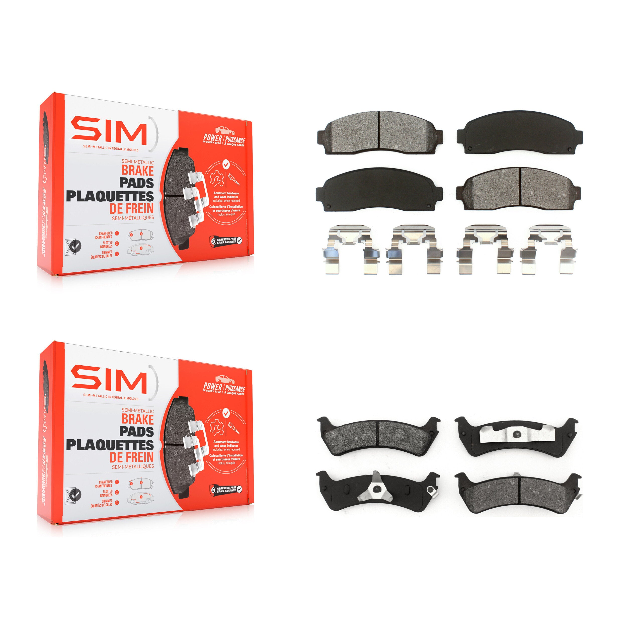Front Rear Semi-Metallic Brake Pads Kit For 01-02 Ford Explorer Sport With Steel Piston KSM-100357