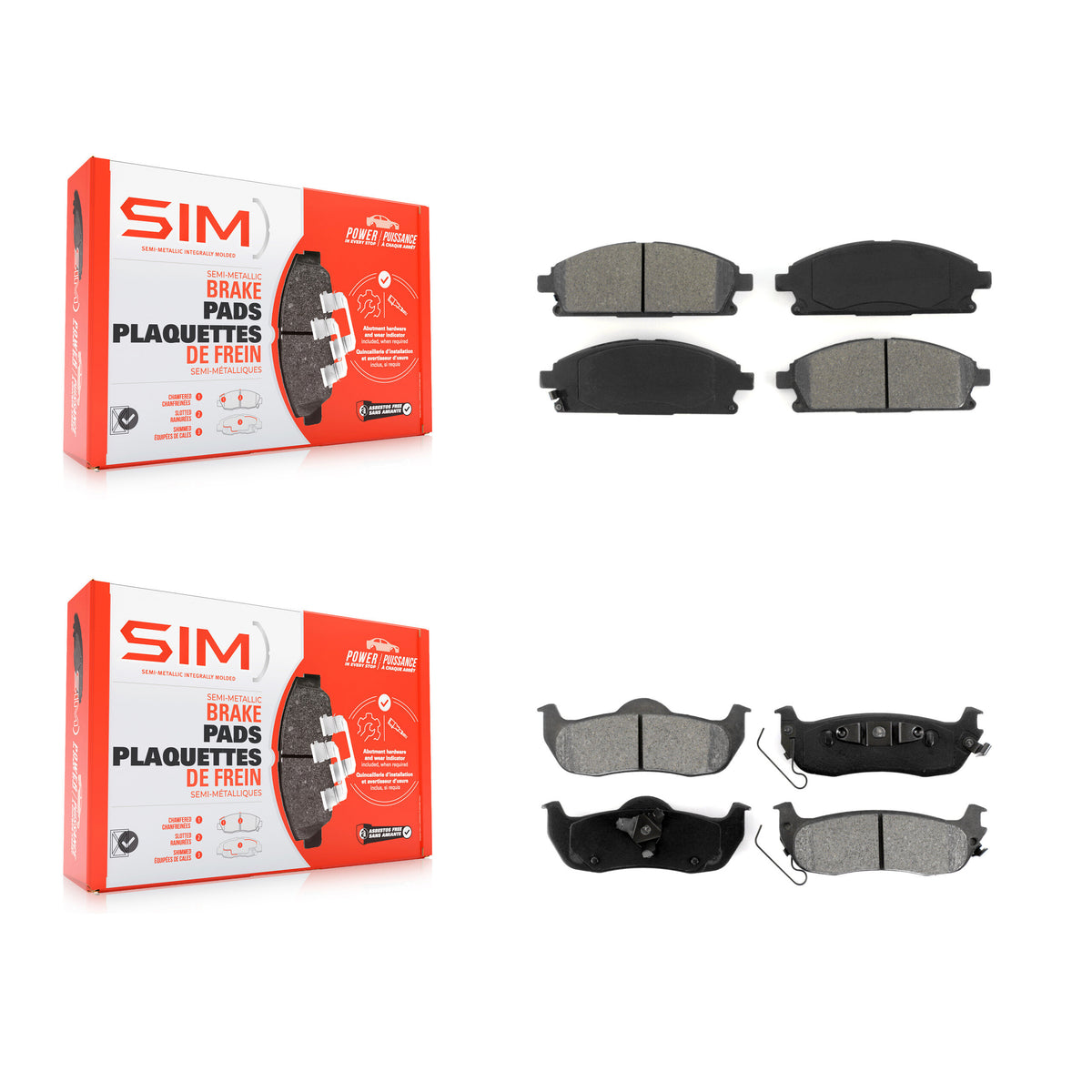 Front Rear Semi-Metallic Brake Pads Kit For 2004 Nissan Pathfinder To 07 04 KSM-100373