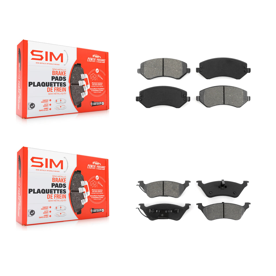 Front Rear Semi-Metallic Brake Pads Kit For Dodge Caravan Grand Chrysler Town & Country KSM-100376