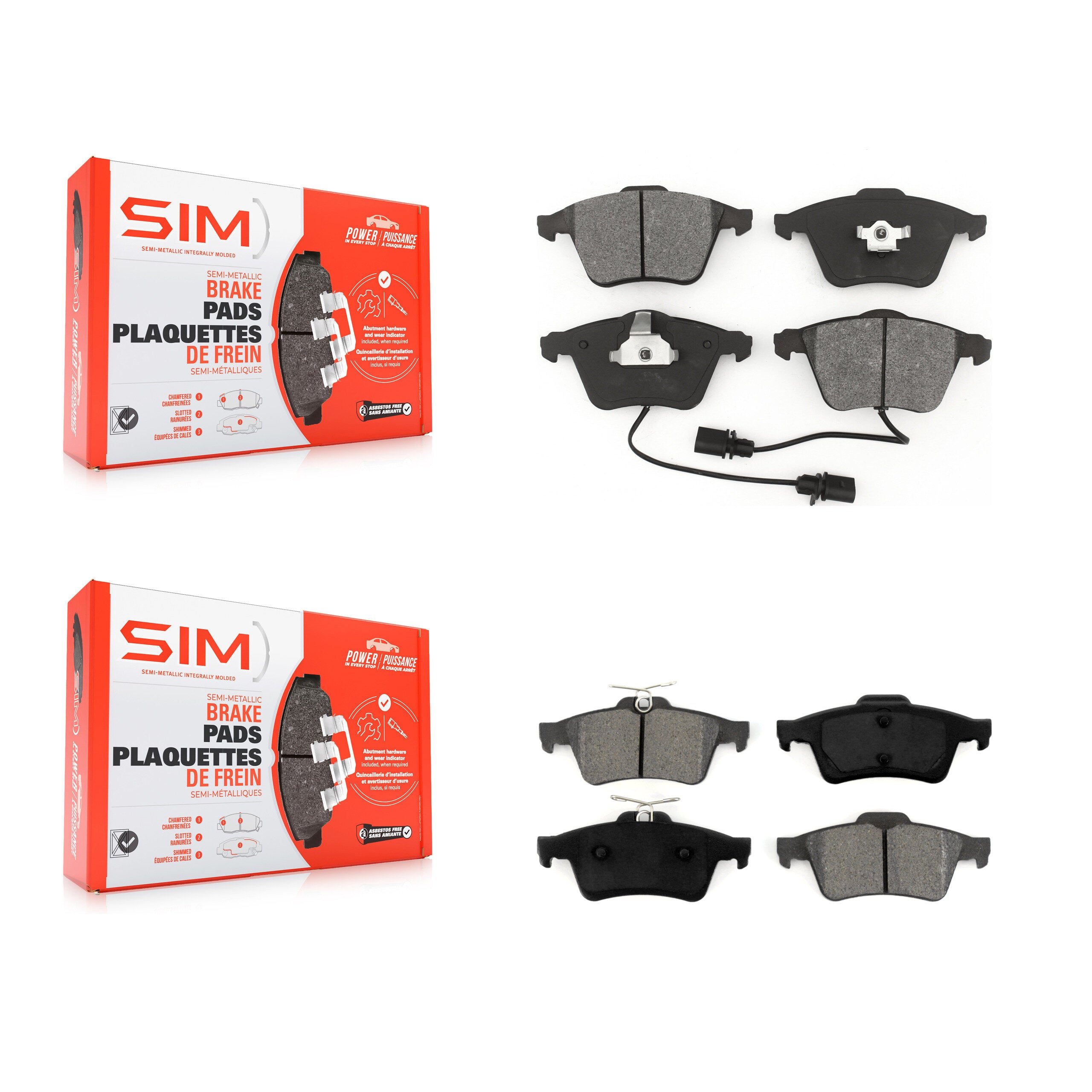 Front Rear Semi-Metallic Brake Pads Kit For Mazda 3 Volvo S40 V50 C70 KSM-100413