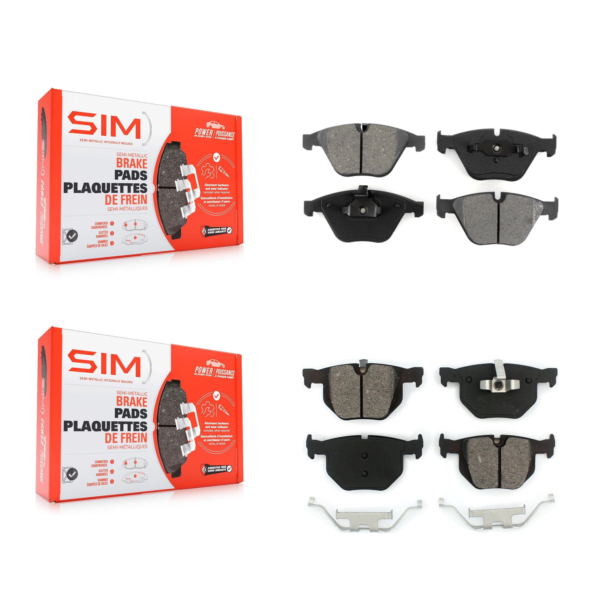 Front Rear Semi-Metallic Brake Pads Kit For BMW 335i xDrive X1 335xi 335is 335d KSM-100415