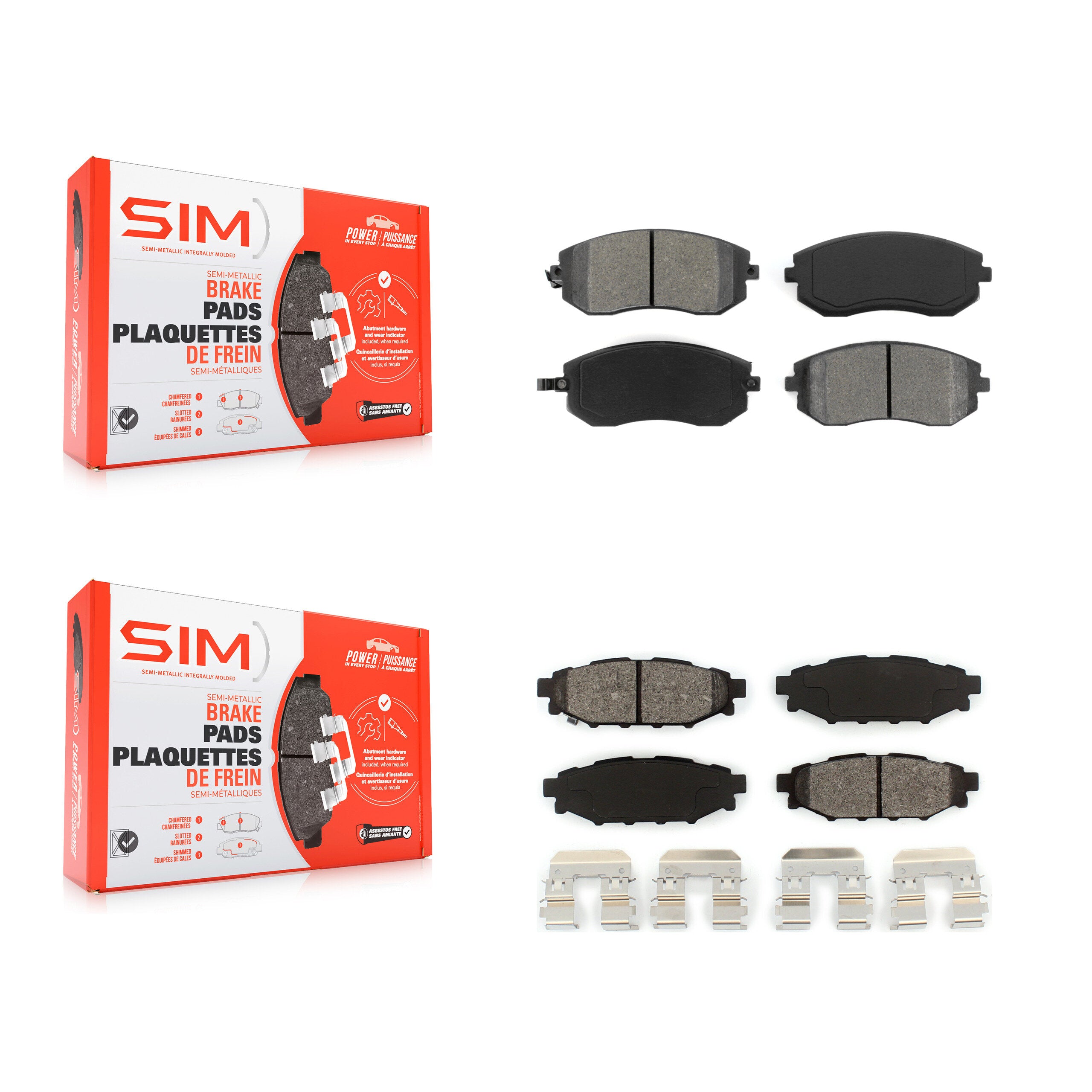 Front Rear Semi-Metallic Brake Pads Kit For Subaru Outback Forester Impreza Legacy WRX KSM-100424
