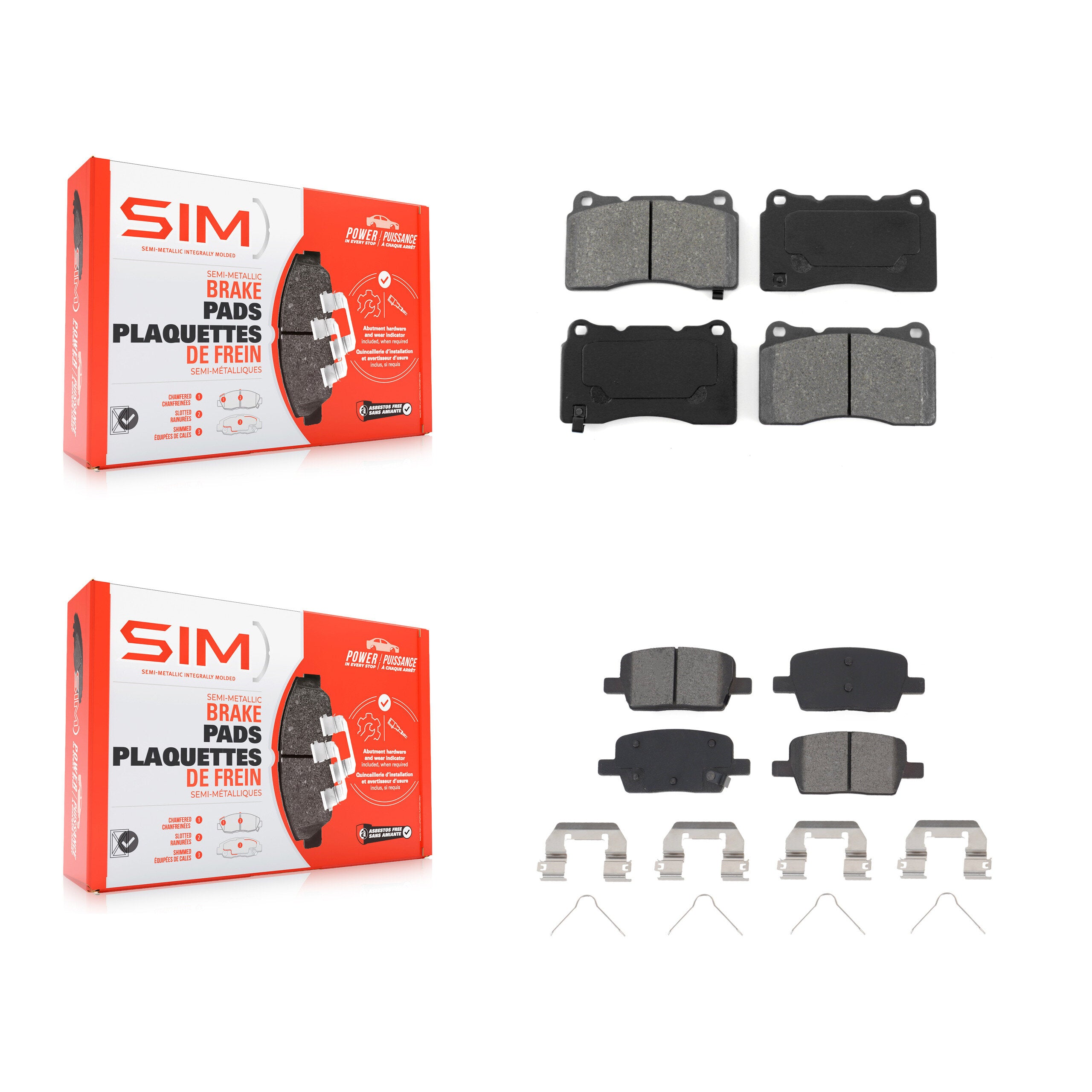Front Rear Semi-Metallic Brake Pads Kit For Chevrolet Camaro Cadillac CT6 KSM-100487