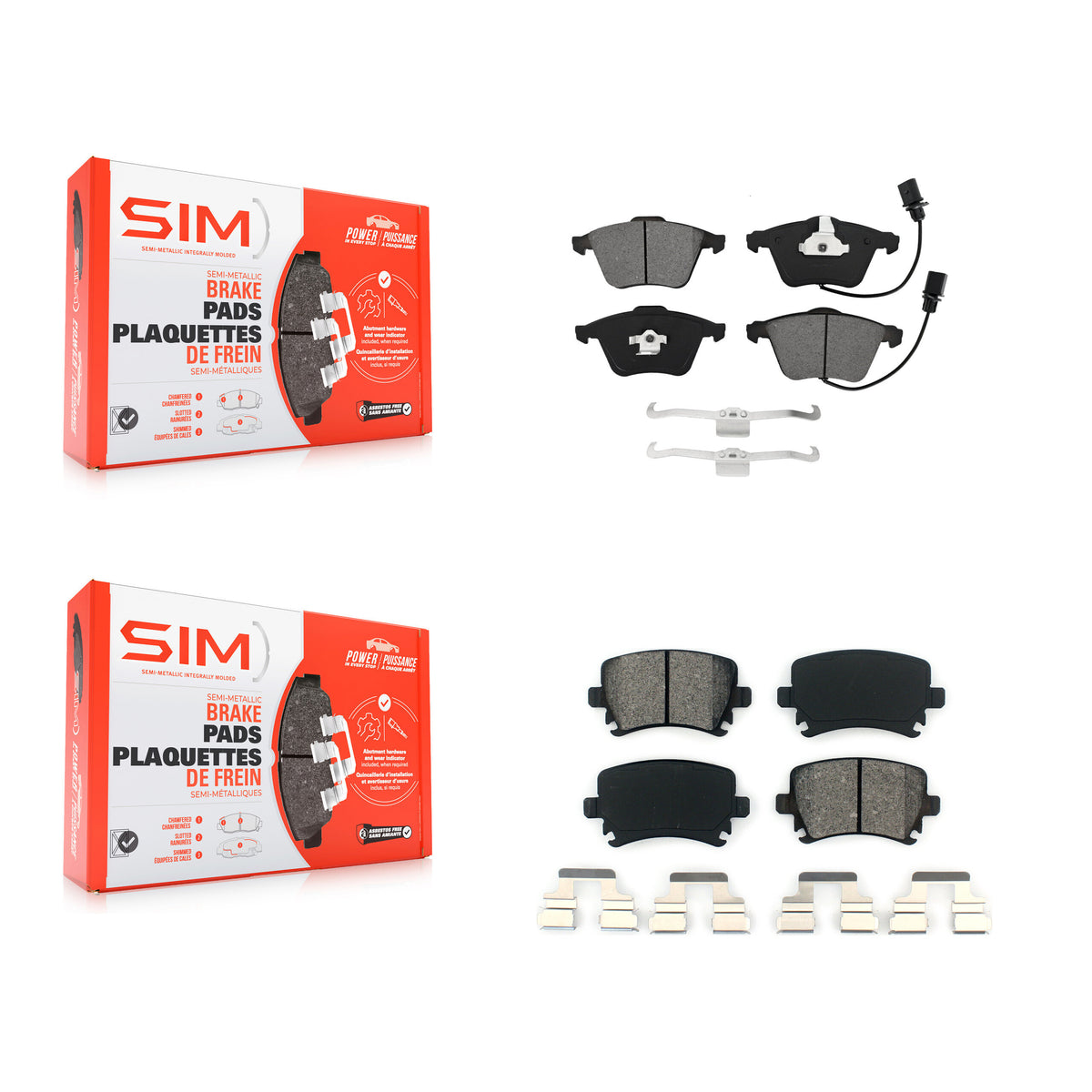 Front Rear Semi-Metallic Brake Pads Kit For Audi Volkswagen A4 Quattro Passat CC A6 TT R KSM-100491