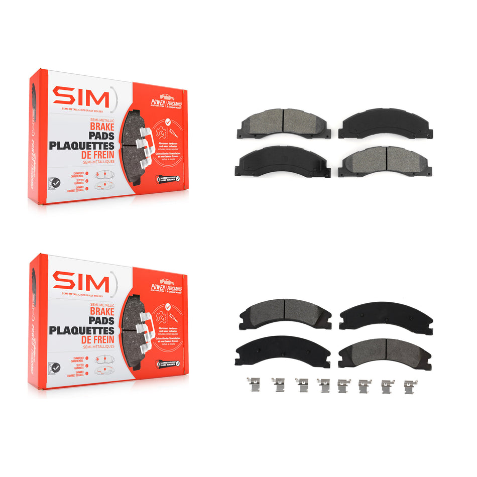 Front Rear Semi-Metallic Brake Pads Kit For Ford E-450 Super Duty KSM-100498