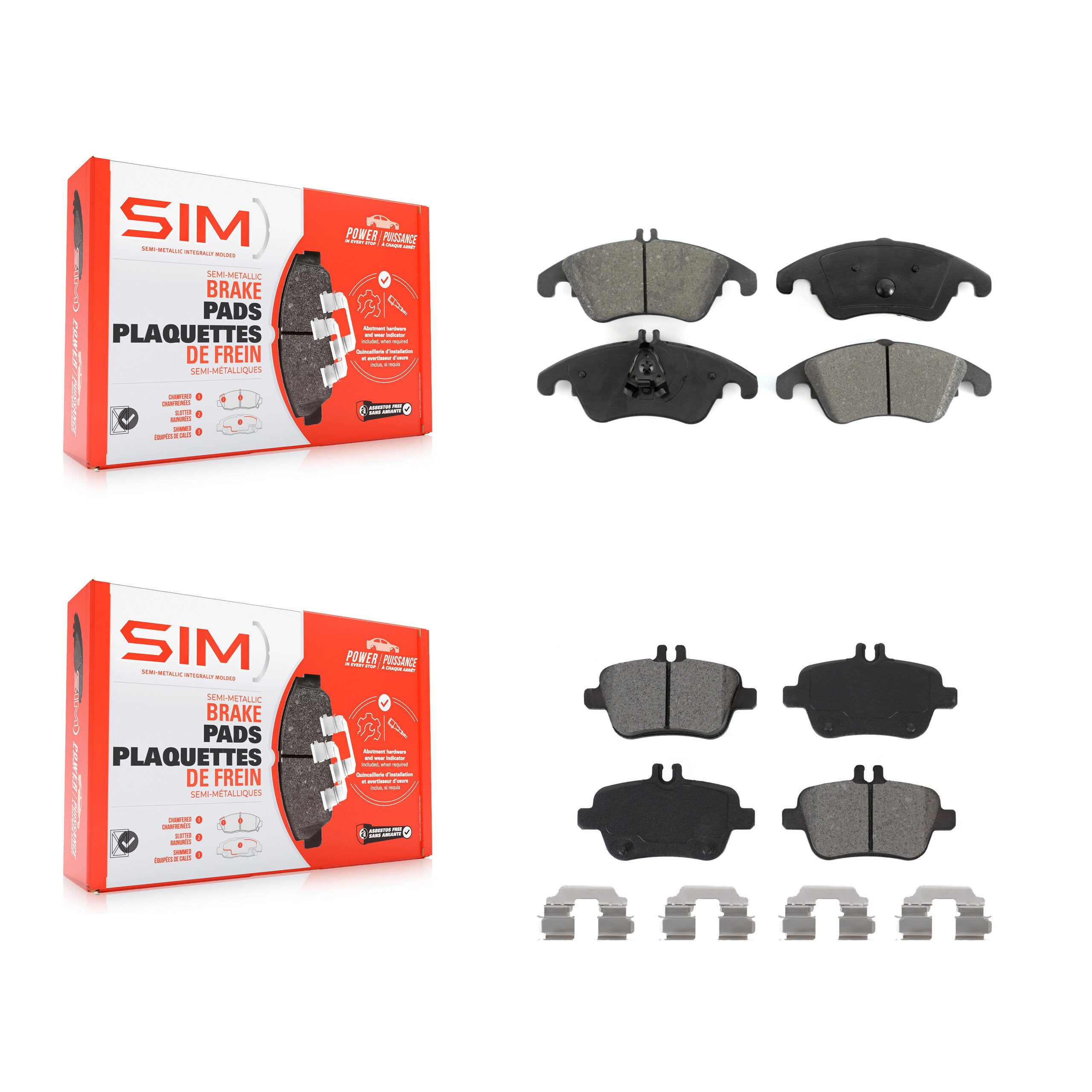Front Rear Semi-Metallic Brake Pads Kit For Mercedes-Benz SLK350 SLC300 SLK250 SLK300 KSM-100500
