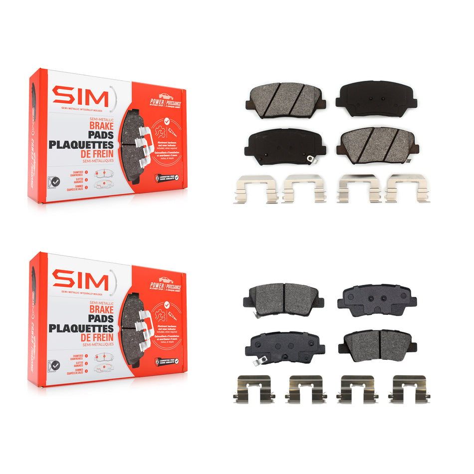 Front Rear Semi-Metallic Brake Pads Kit For 14-17 Kia Rondo With Electric Parking KSM-100505