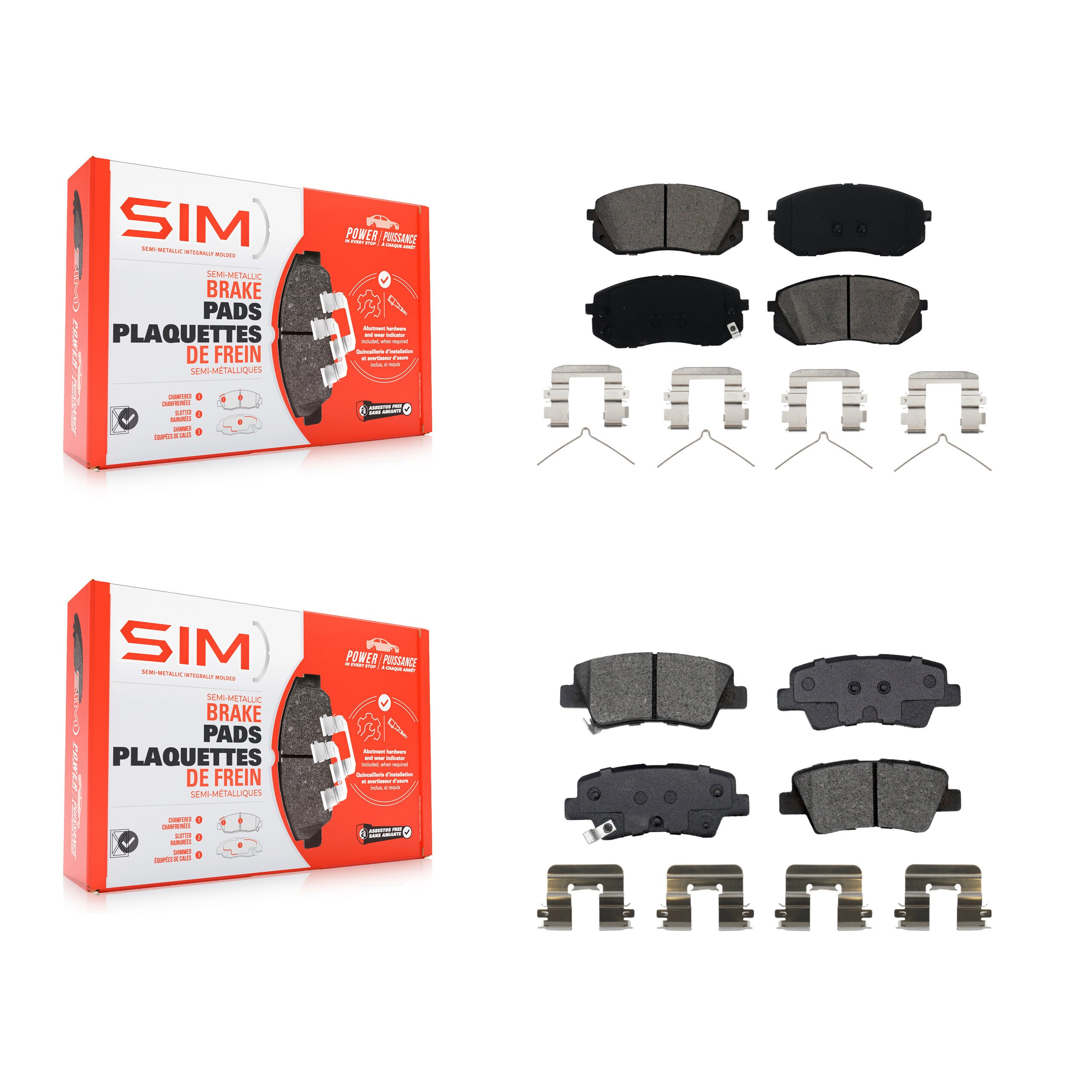 Front Rear Semi-Metallic Brake Pads Kit For Hyundai Kona Electric Kia Sonata Optima Niro KSM-100520