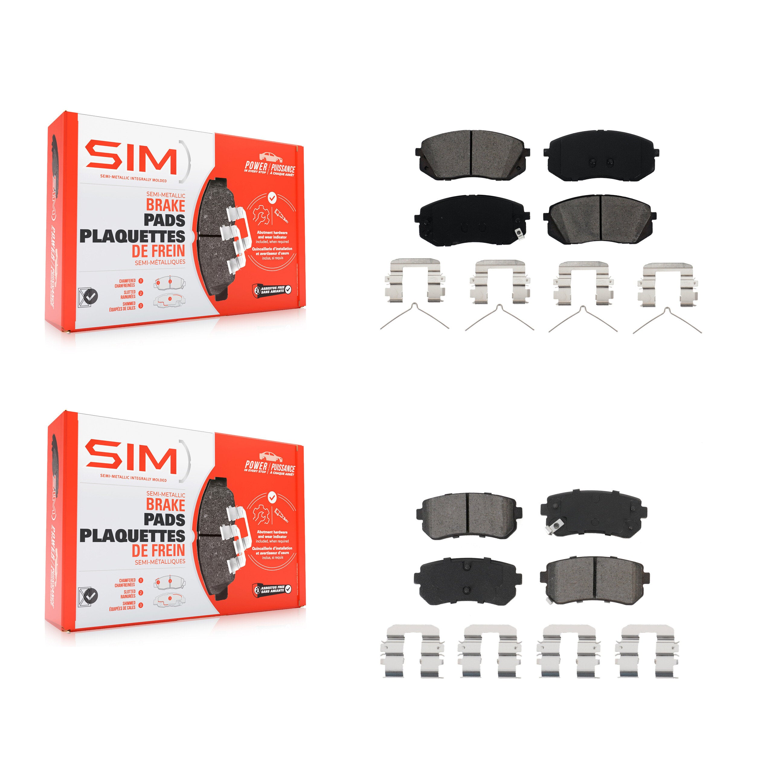 Front Rear Semi-Metallic Brake Pads Kit For Kia Optima Hyundai Sonata KSM-100521
