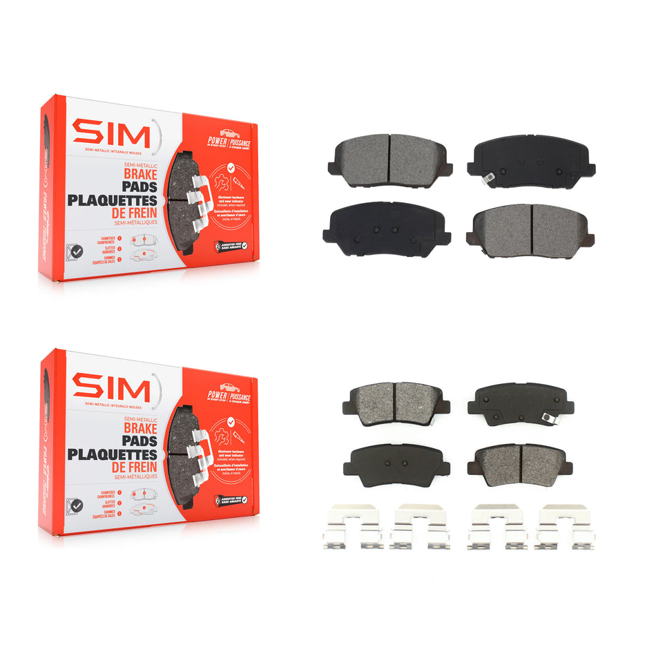 Front Rear Semi-Metallic Brake Pads Kit For 2017 Kia Forte Koup Turbocharged KSM-100522