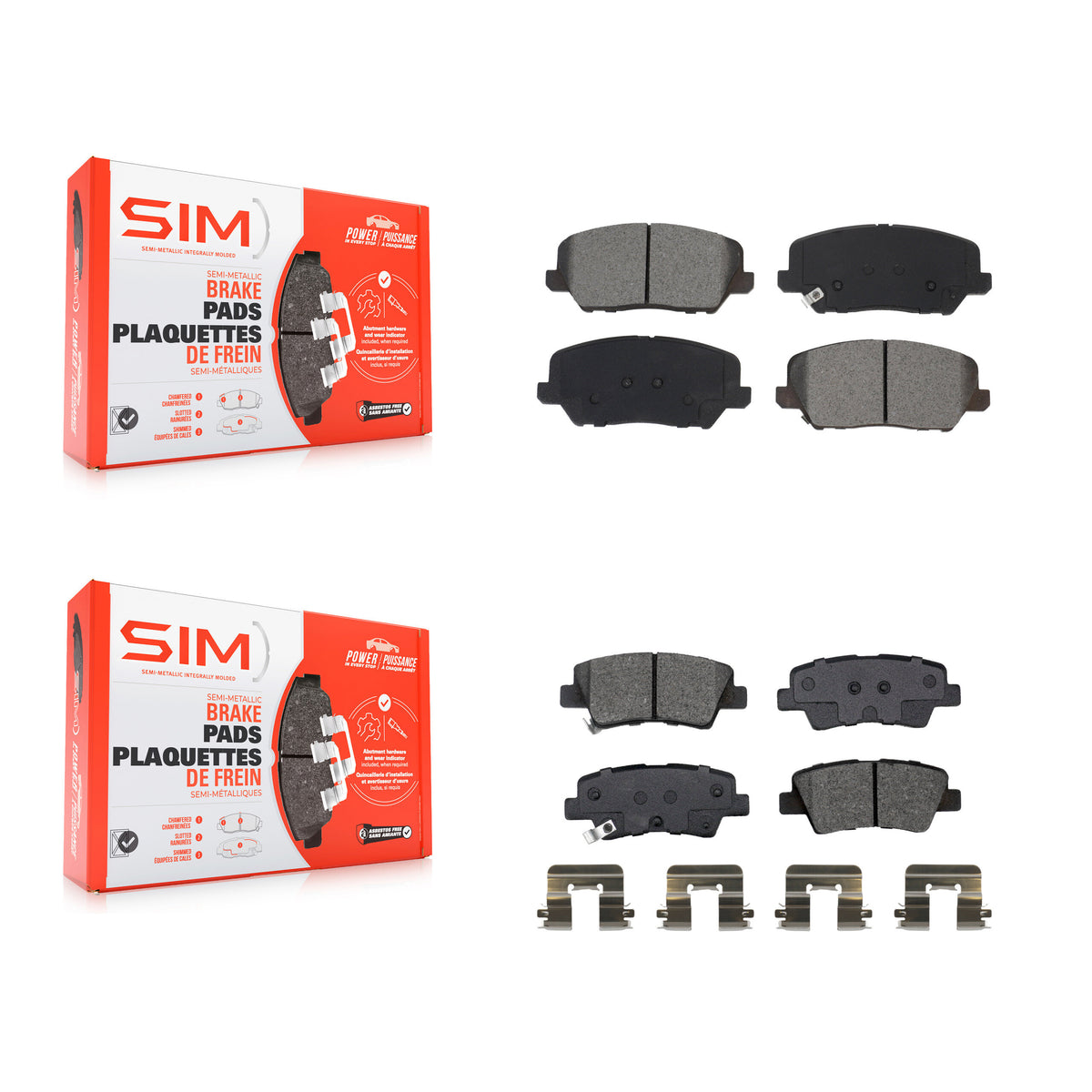 Front Rear Semi-Metallic Brake Pads Kit For Kia Forte Forte5 Hyundai Veloster KSM-100523