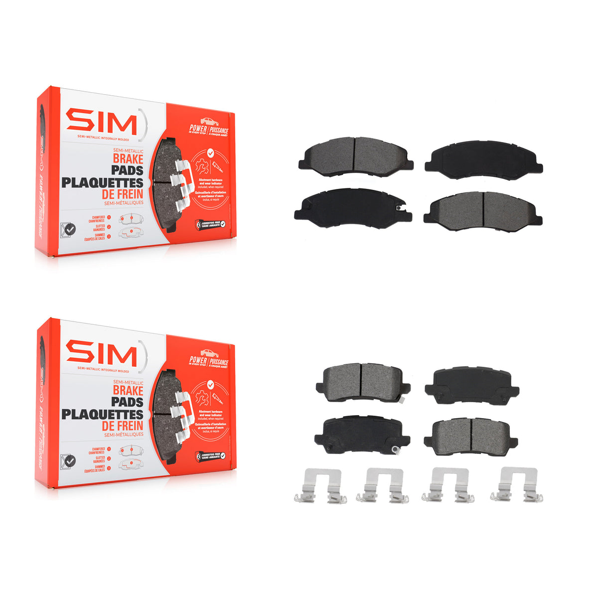 Front Rear Semi-Metallic Brake Pads Kit For 2018-2023 Honda Odyssey KSM-100535