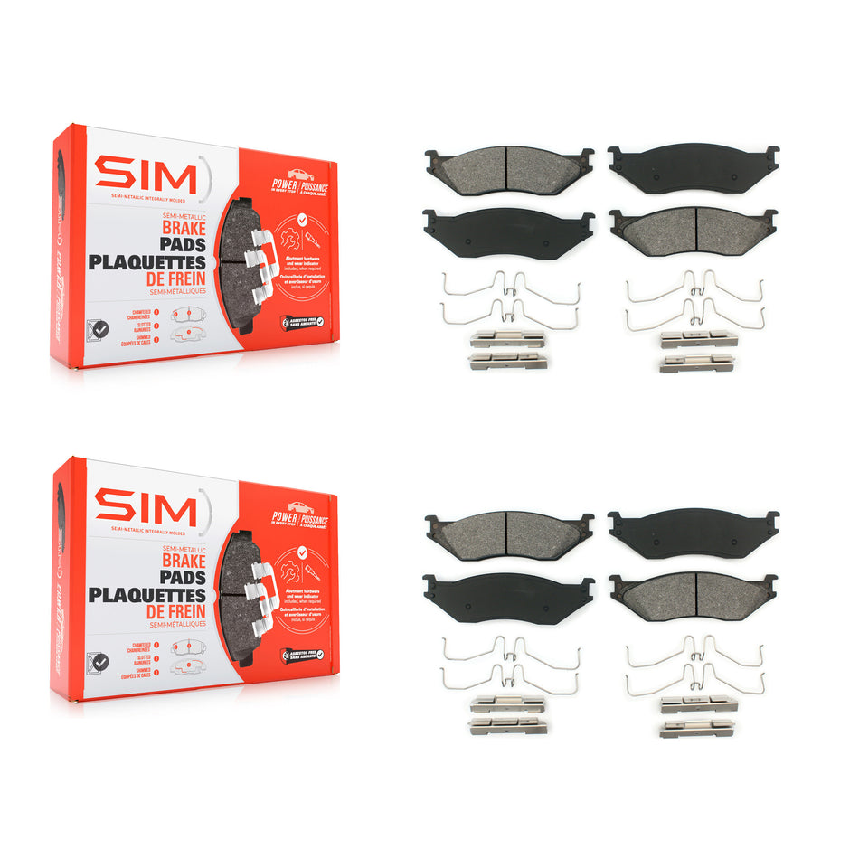 Front Rear Semi-Metallic Brake Pads Kit For Ford F-450 Super Duty F-550 International IC KSM-100545