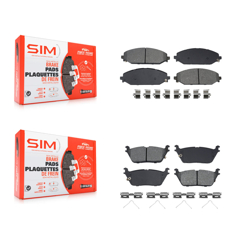 Front Rear Semi-Metallic Brake Pads Kit For Ram 1500 Jeep Wagoneer Grand L KSM-100568