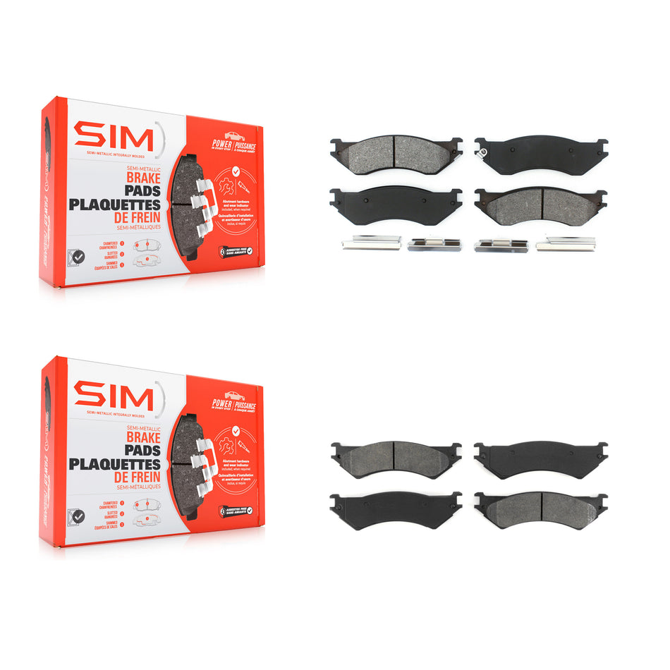 Front Rear Semi-Metallic Brake Pads Kit For 2004 Ford F-150 Heritage With 8 Lug Wheels KSM-100571