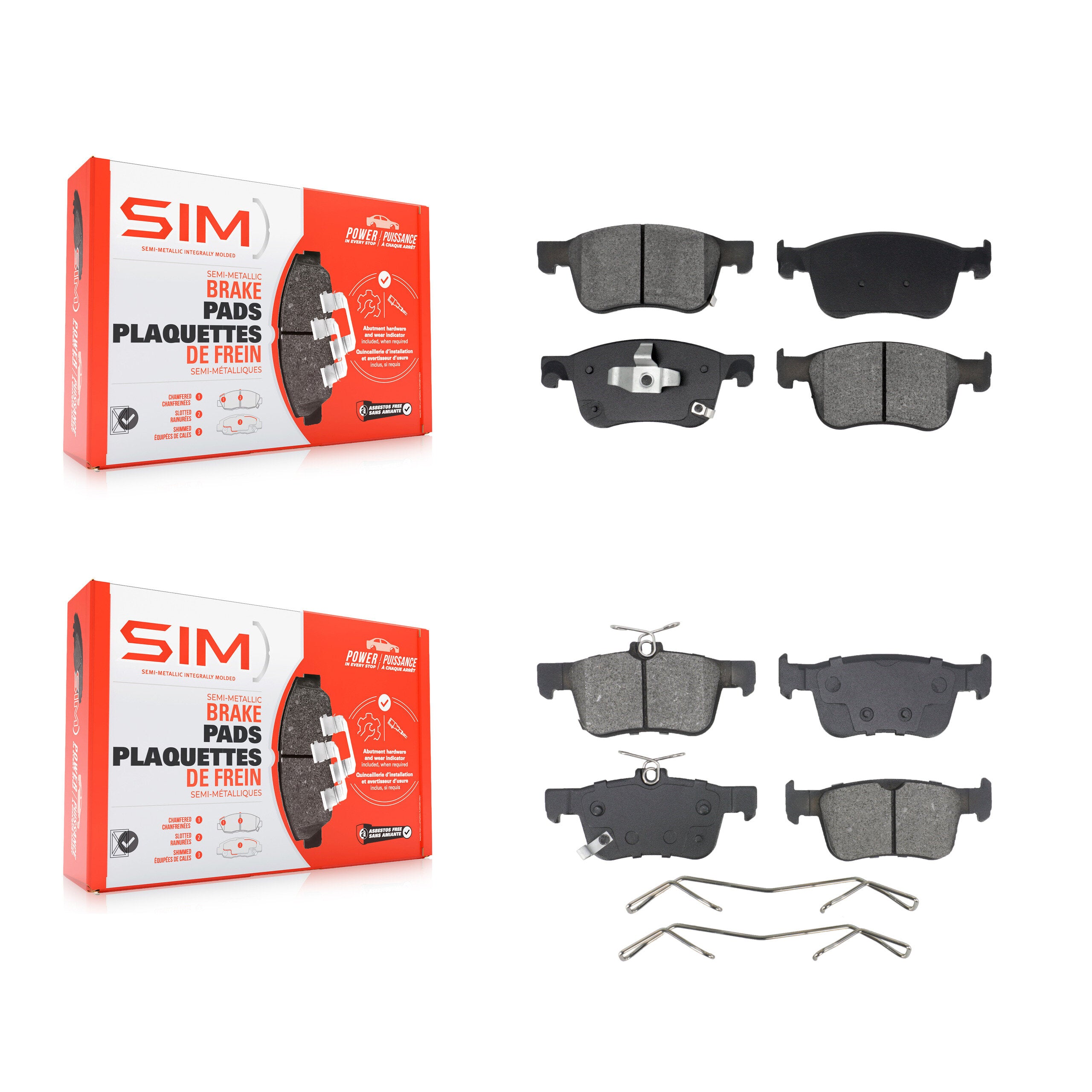 Front Rear Semi-Metallic Brake Pads Kit For Honda Accord Civic KSM-100609