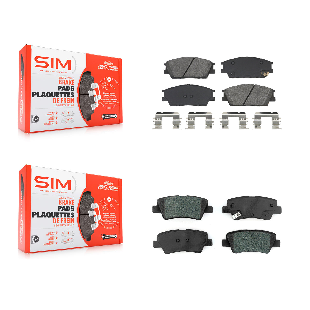 Front Rear Semi-Metallic Brake Pads Kit For Hyundai Venue Kia Soul KSM-100623
