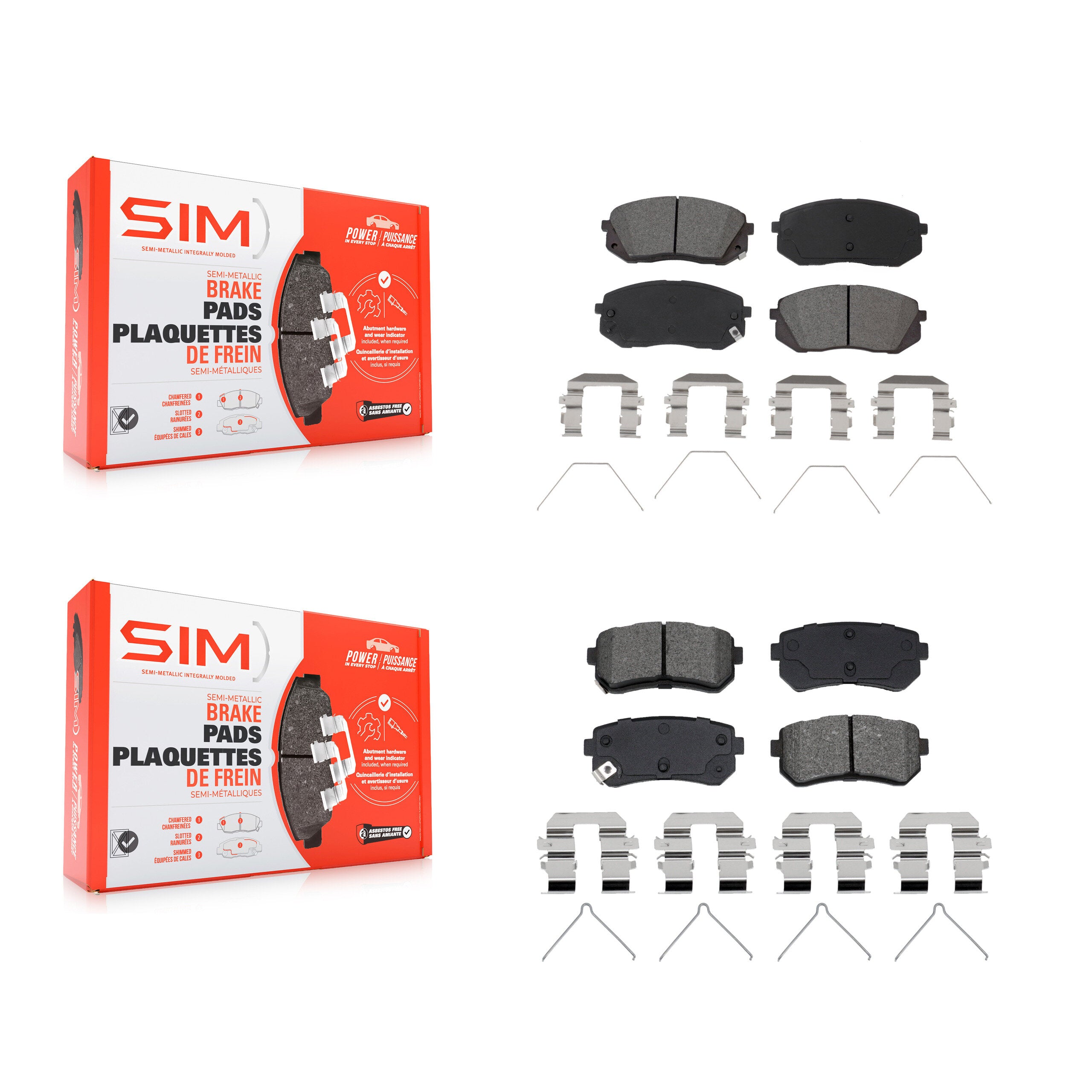 Front Rear Semi-Metallic Brake Pads Kit For Hyundai Kona Kia Seltos KSM-100683