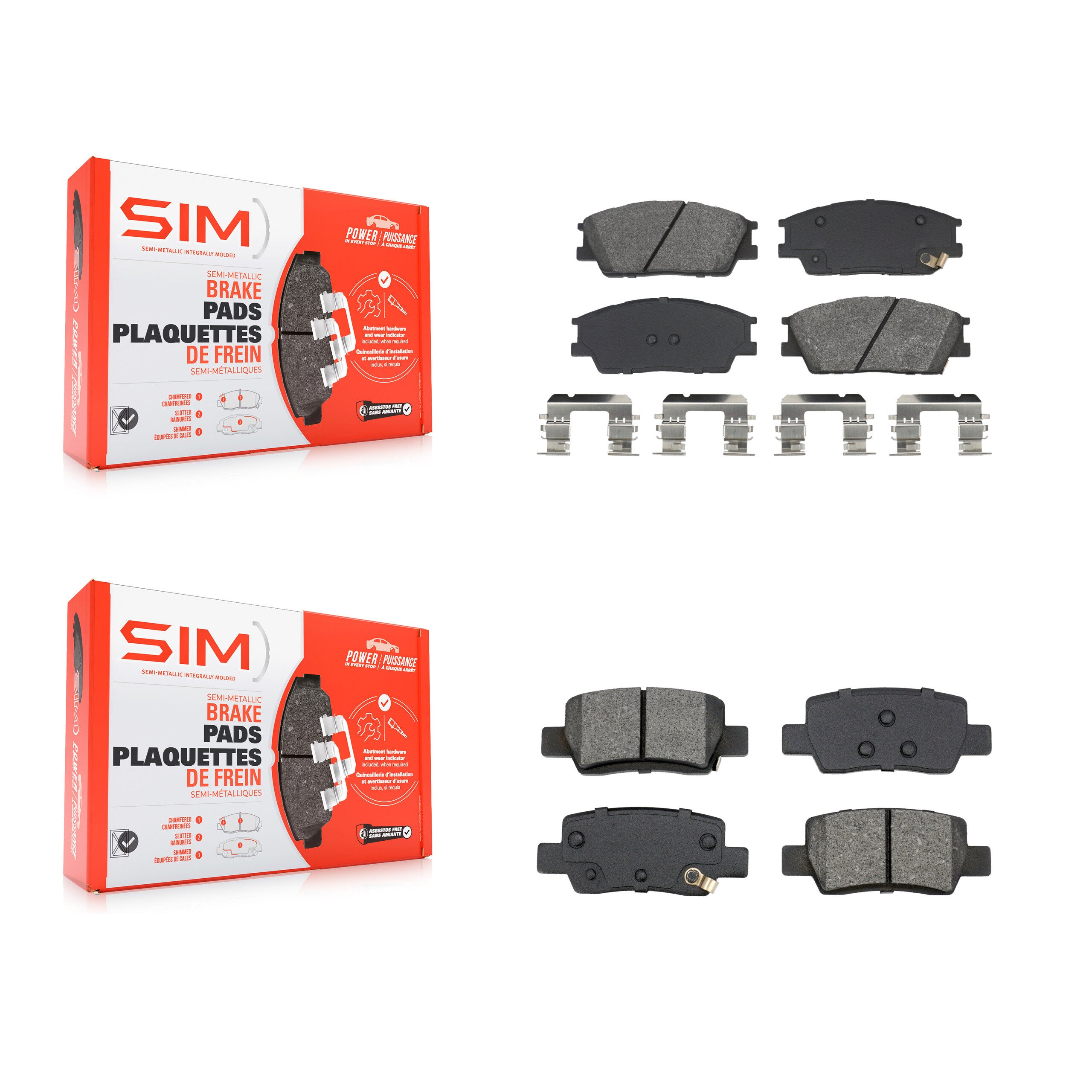 Front Rear Semi-Metallic Brake Pads Kit For 2023 Kia Soul With Electric Parking KSM-100689