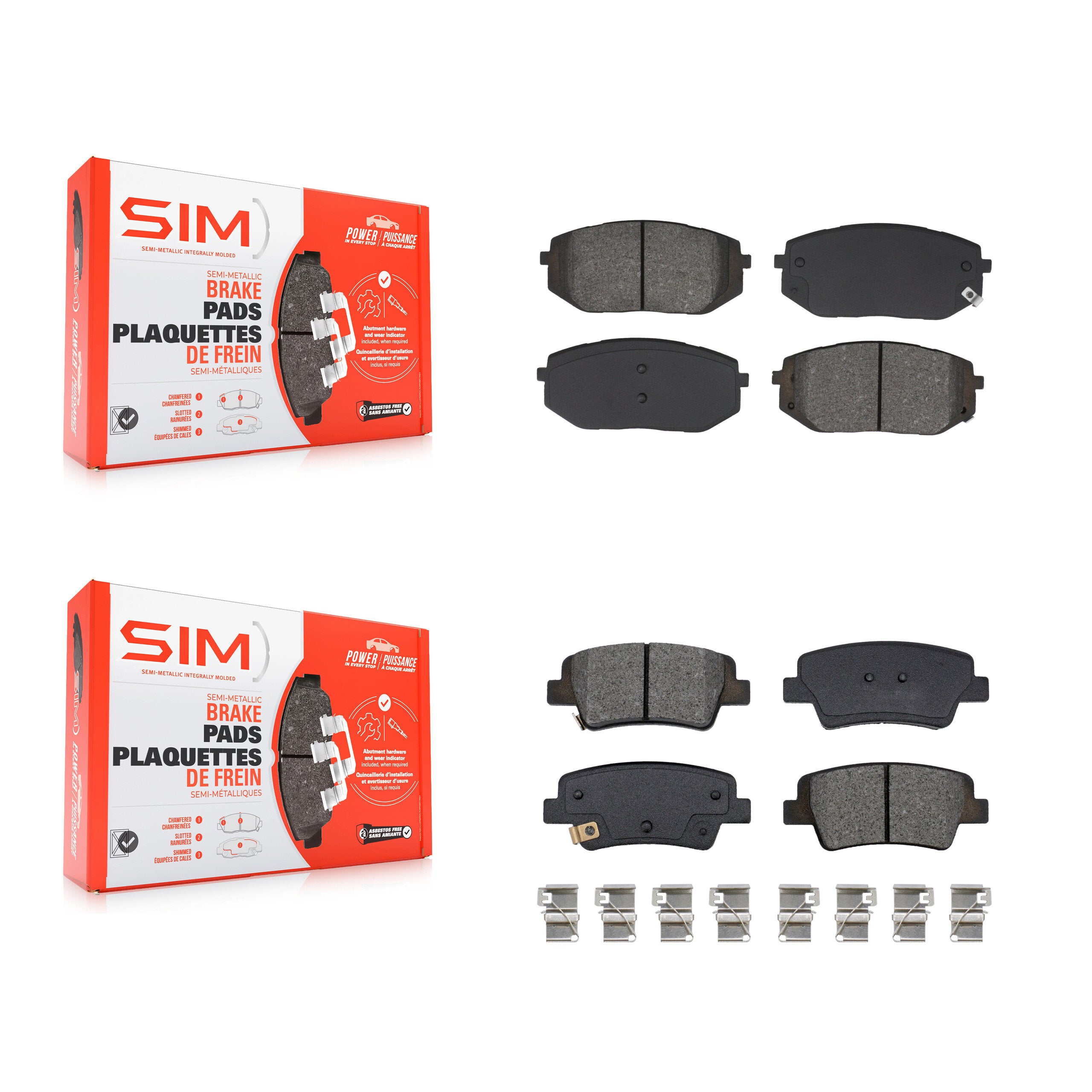 Front Rear Semi-Metallic Brake Pads Kit For 2023-2025 Kia Niro KSM-100690