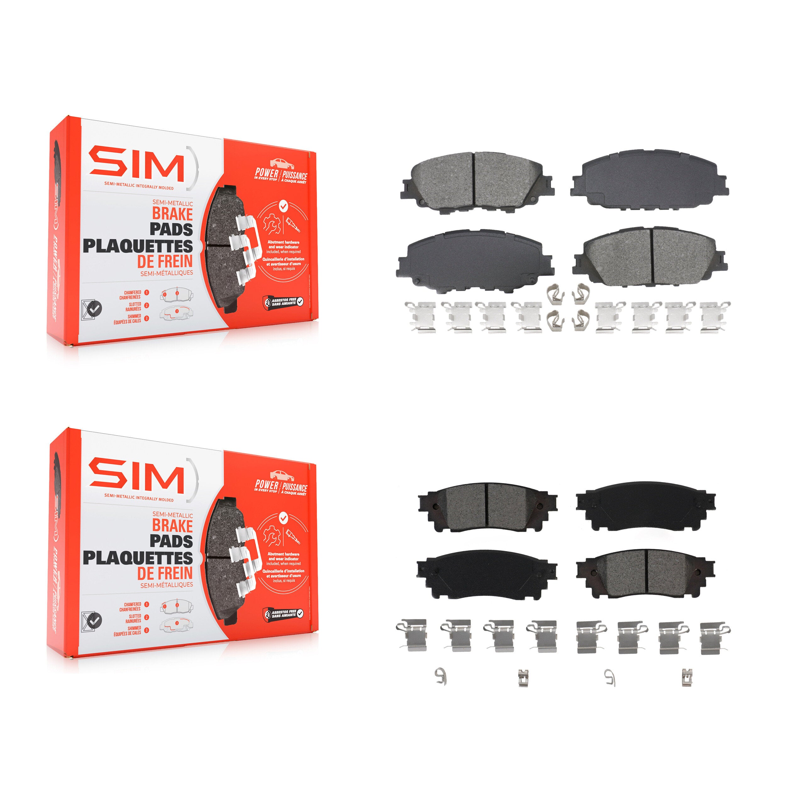 Front Rear Semi-Metallic Brake Pads Kit For 2023 Toyota Prius KSM-100692