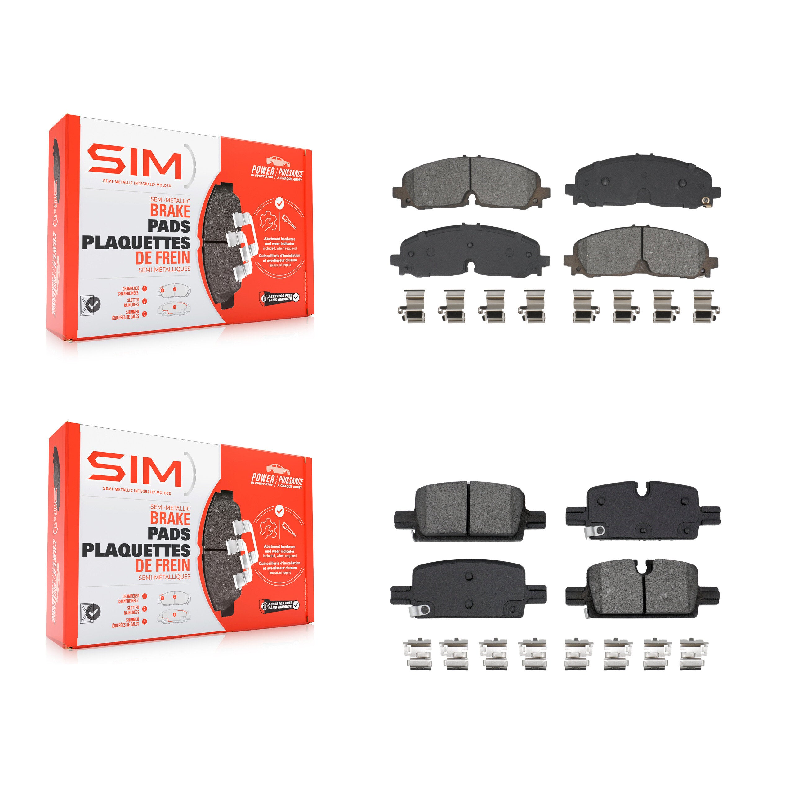 Front Rear Semi-Metallic Brake Pads Kit For 2023 Cadillac LYRIQ KSM-100696