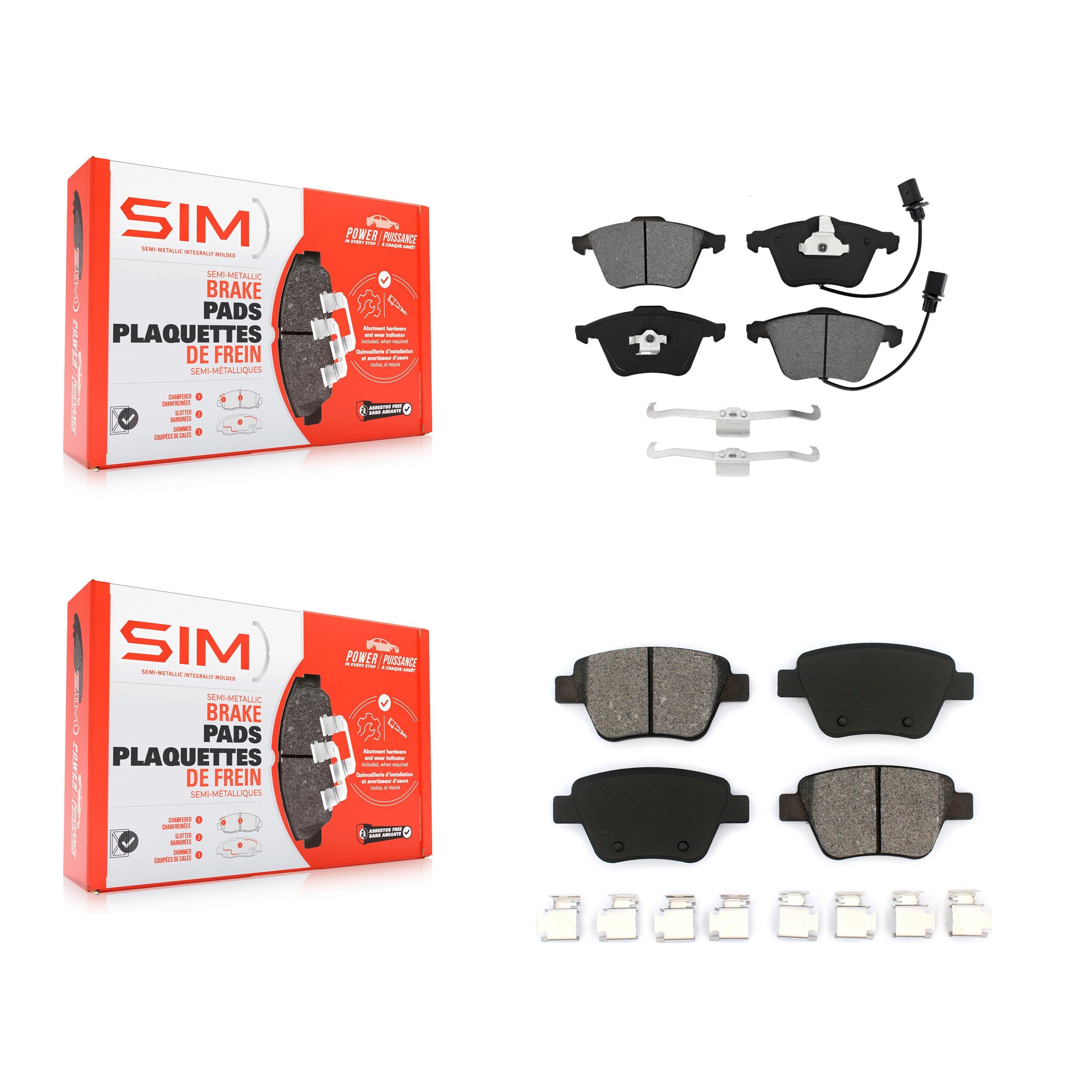 Front Rear Semi-Metallic Brake Pads Kit For Audi A3 Quattro KSM-100697
