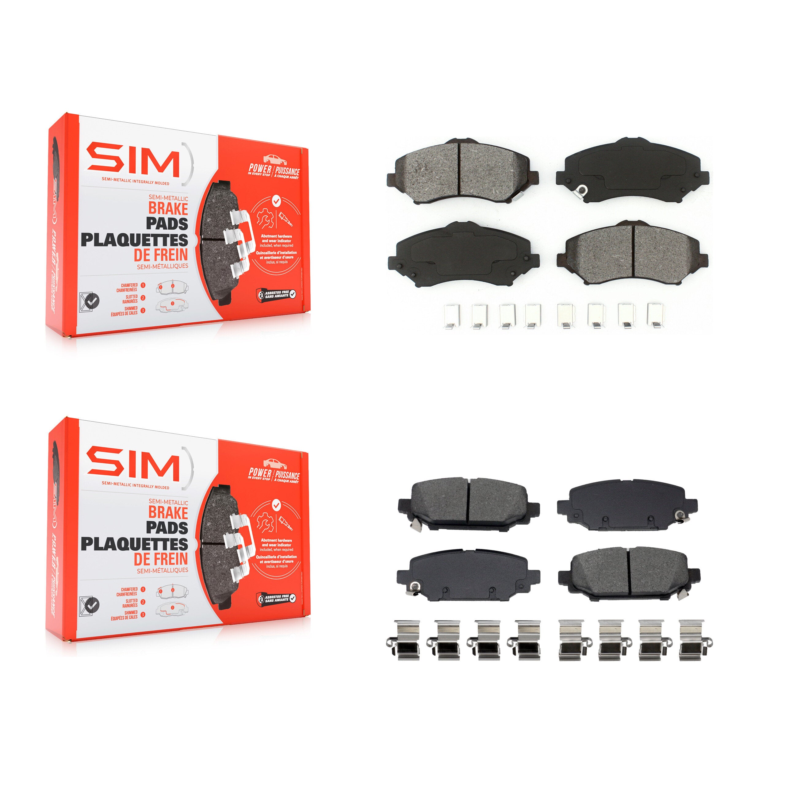 Front Rear Semi-Metallic Brake Pads Kit For Jeep Wrangler Sport Without Heavy Duty Brakes KSM-100703