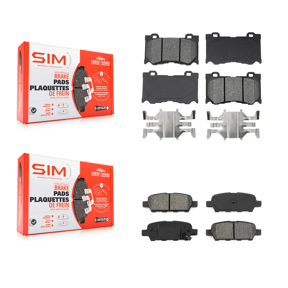 Front Rear Semi-Metallic Brake Pad Kit For 12-13 INFINITI M35h With Single Piston Caliper KSM-100705