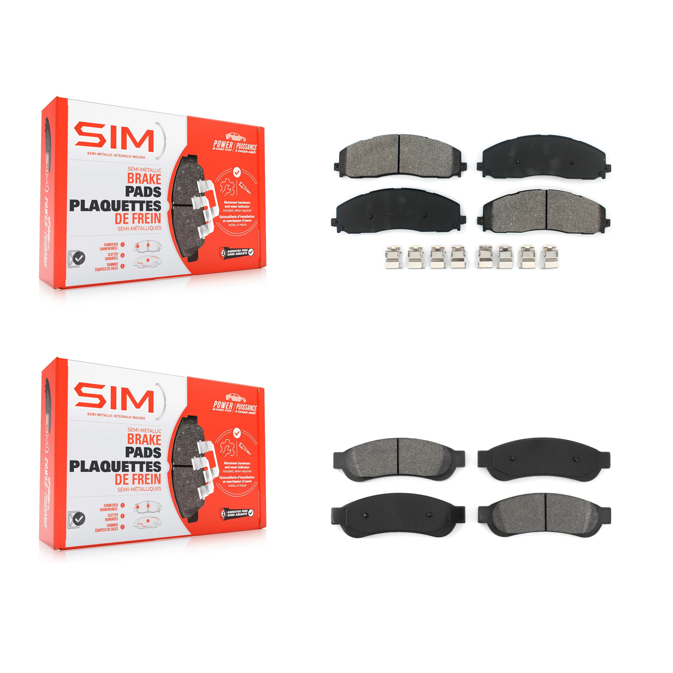 Front Rear Semi-Metallic Brake Pads Kit For 2013 Ford F-250 Super Duty To 10 21 12 KSM-100711