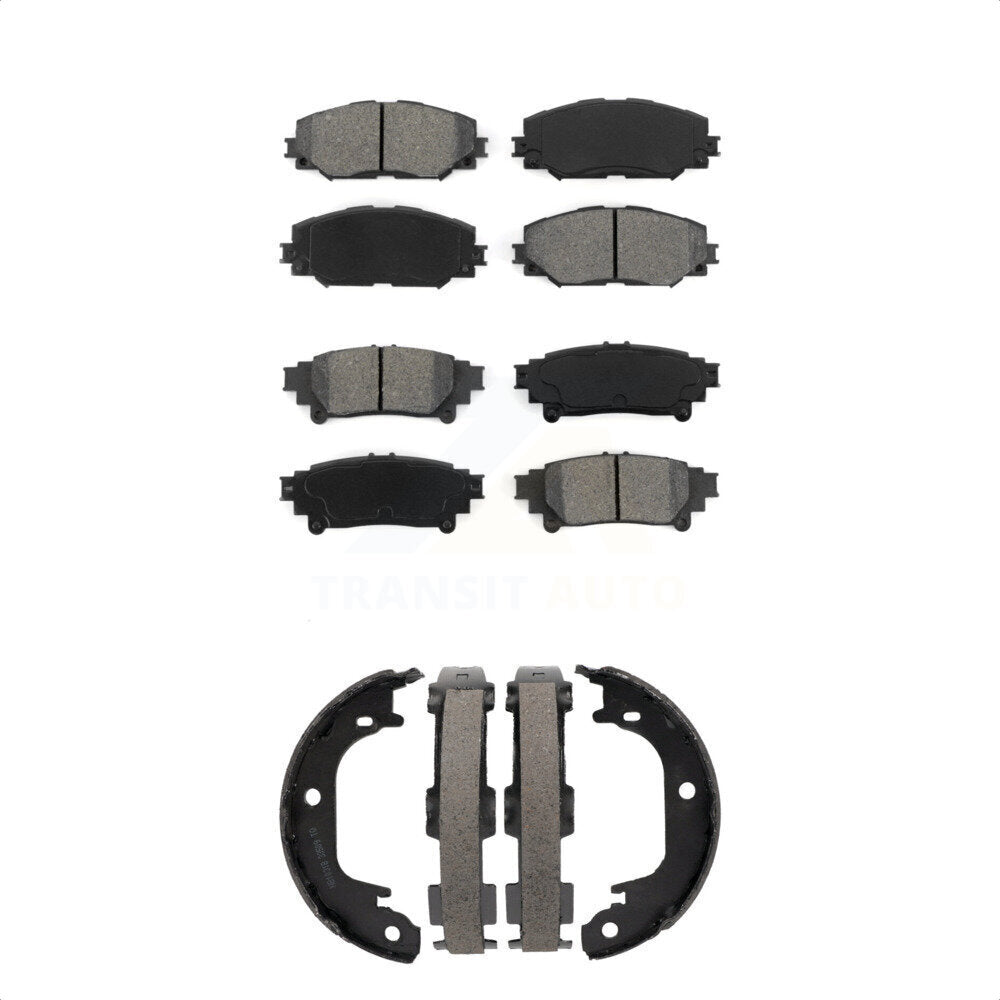 Front Rear Semi-Metallic Brake Pads And Parking Shoes Kit For 2012-2018 Toyota Prius V KSN-100874