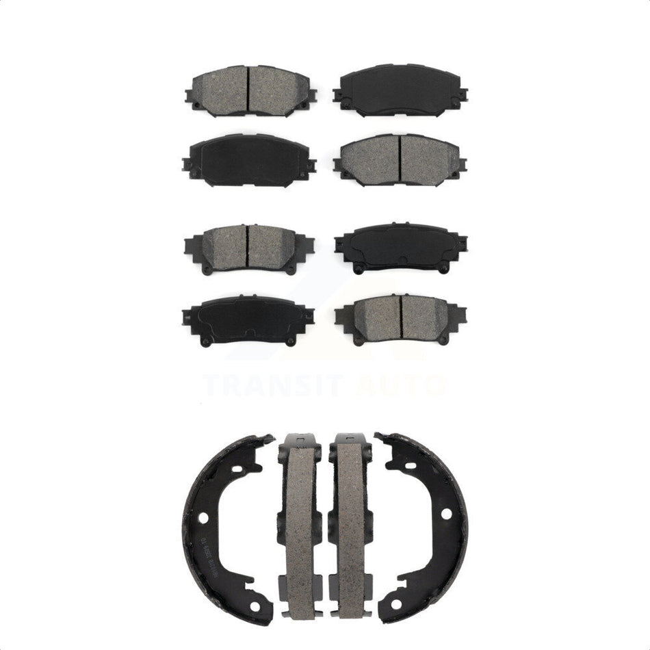 Front Rear Semi-Metallic Brake Pads And Parking Shoes Kit For 2012-2018 Toyota Prius V KSN-100874
