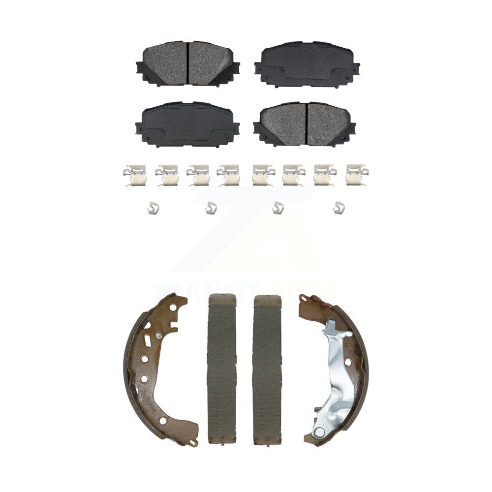 Front Rear Semi-Metallic Brake Pads Drum Shoe Kit For 15-18 Toyota Yaris Disc rear brakes KSN-100882