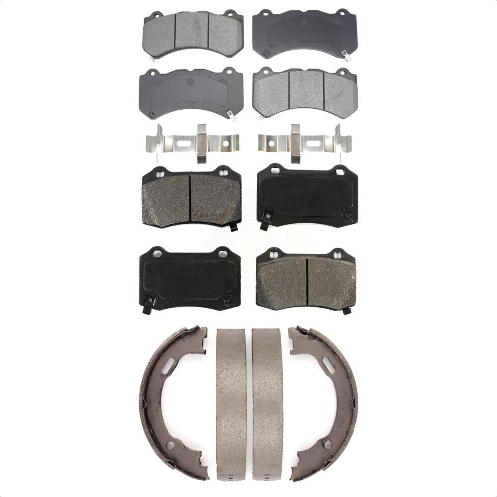 Front Rear Semi-Metallic Brake Pads And Parking Shoes Kit For Dodge Charger Challenger KSN-100894