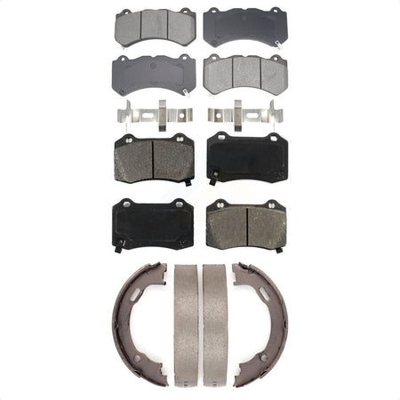 Front Rear Semi-Metallic Brake Pads And Parking Shoes Kit For Dodge Charger Challenger KSN-100894
