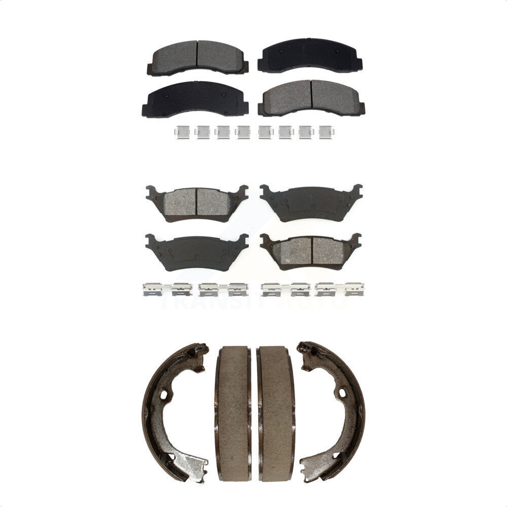 Front Rear Semi-Metallic Brake Pads And Parking Shoes Kit For Ford F-150 KSN-100896