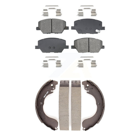 Front Rear Semi-Metallic Brake Pads & Drum Shoes Kit For 2017 Jeep Compass New Body Style KSN-100907