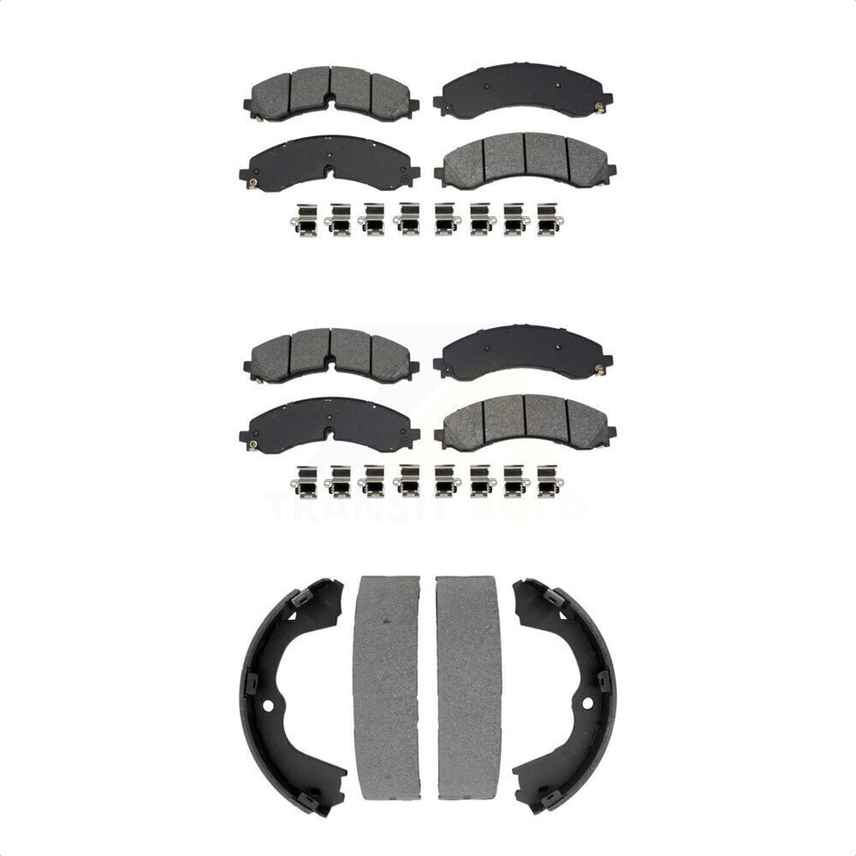 Front Rear Semi-Metallic Brake Pads And Parking Shoe Kit For GMC Chevrolet Sierra 2500 HD KSN-100923