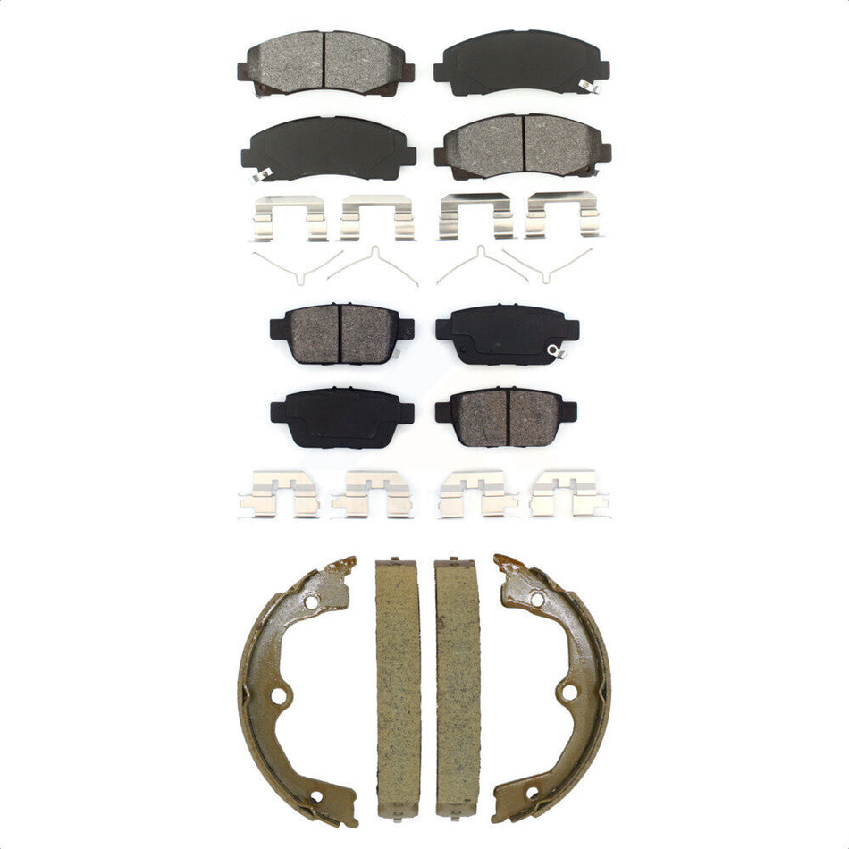 Front Rear Semi-Metallic Brake Pads And Parking Shoes Kit For 2009-2014 Acura TL KSN-100924