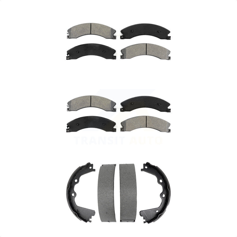 Front Rear Semi-Metallic Brake Pads And Parking Shoe Kit For GMC Chevrolet Sierra 2500 HD KSN-100937