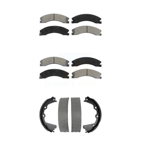 Front Rear Semi-Metallic Brake Pads And Parking Shoe Kit For GMC Chevrolet Sierra 2500 HD KSN-100937