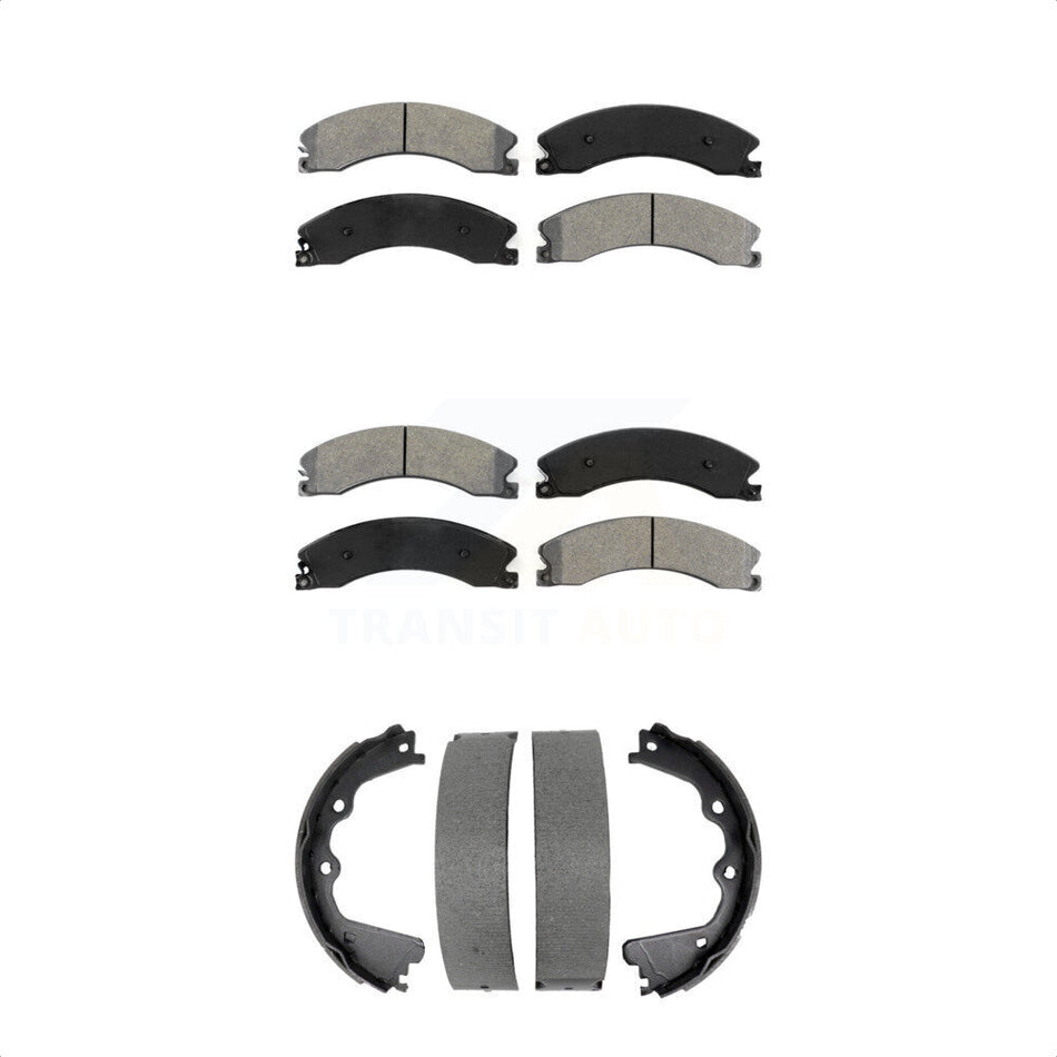 Front Rear Semi-Metallic Brake Pads And Parking Shoe Kit For GMC Chevrolet Sierra 2500 HD KSN-100937