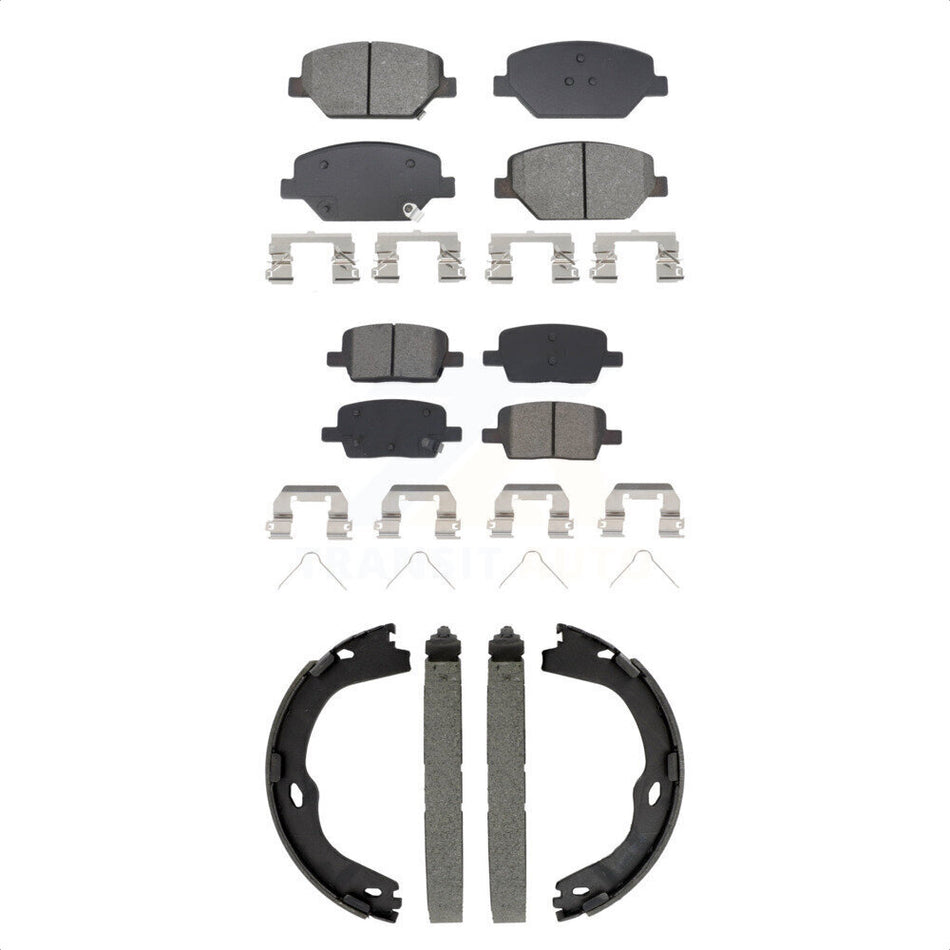 Front Rear Semi-Metallic Brake Pads And Parking Shoes Kit For Chevrolet Camaro KSN-100942