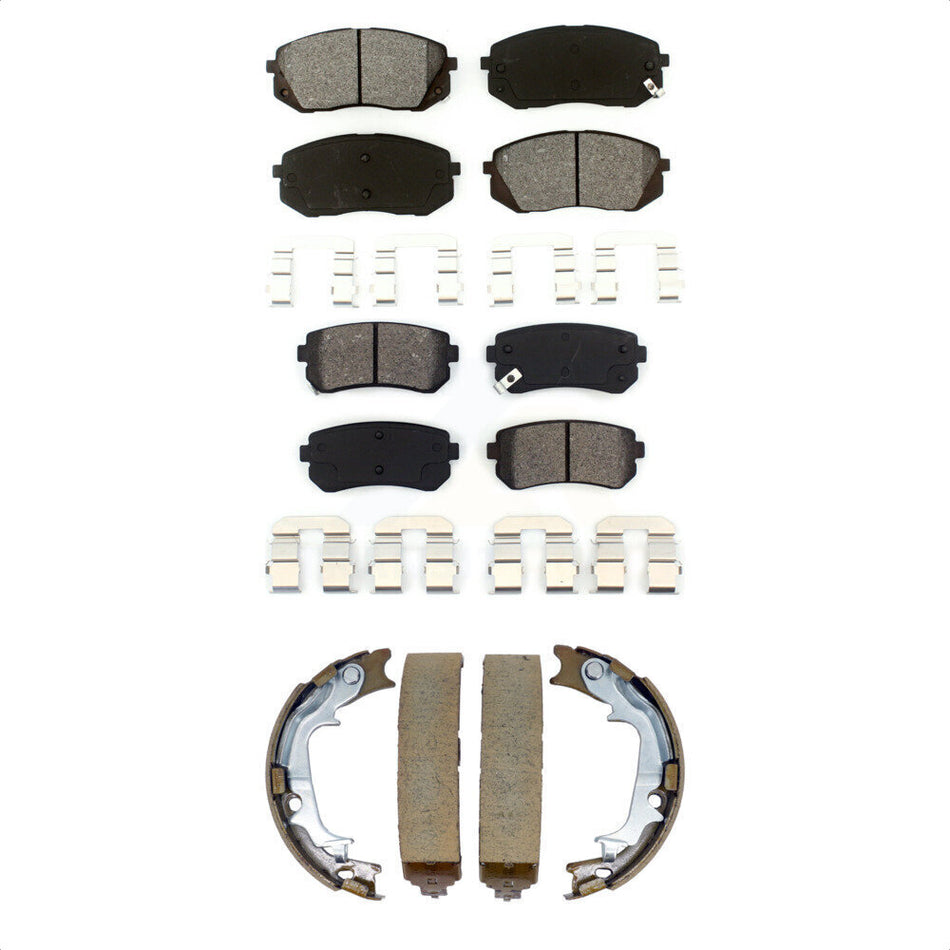 Front Rear Semi-Metallic Brake Pads Parking Shoes Kit For Hyundai Tucson Kia Sportage AWD KSN-100946