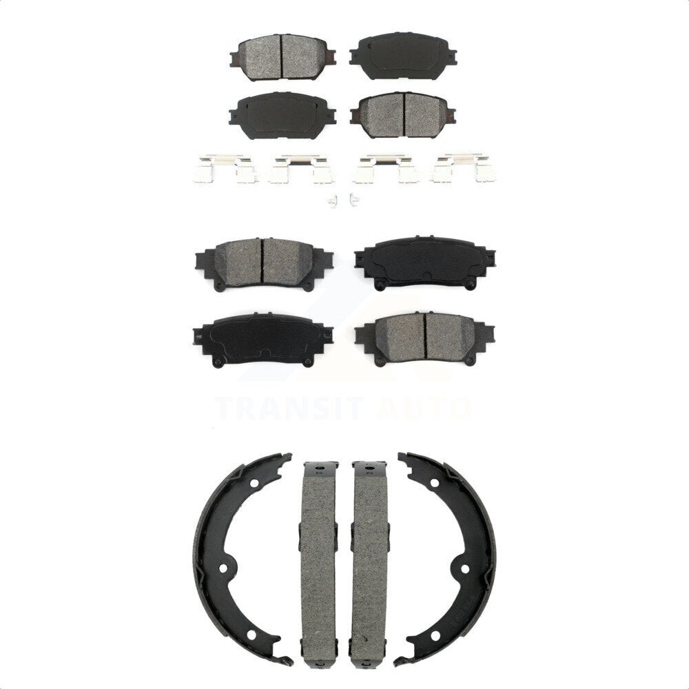 Front Rear Semi-Metallic Brake Pads And Parking Shoe Kit For 2014 Lexus IS250 C F Sport KSN-100952