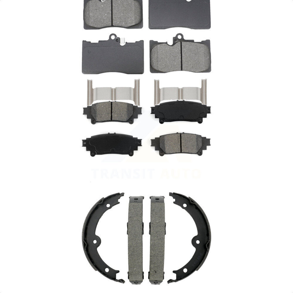 Front Rear Semi-Metallic Brake Pads & Parking Shoes Kit For 14-15 Lexus IS350 Convertible KSN-100953