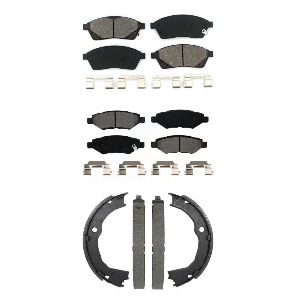 Front Rear Semi-Metallic Brake Pads And Parking Shoes Kit For 2010-2016 Cadillac SRX KSN-100954
