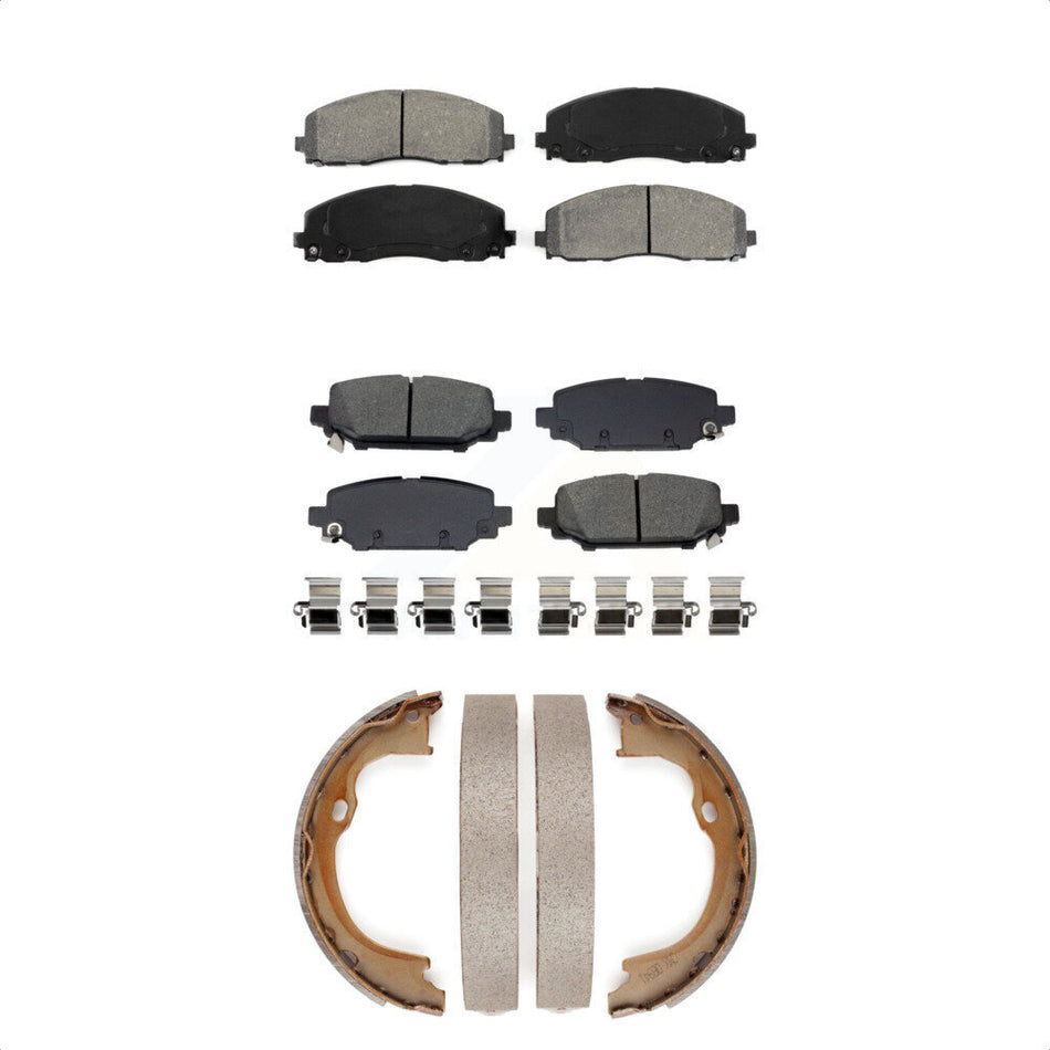 Front Rear Semi-Metallic Brake Pads And Parking Shoes Kit For Jeep Wrangler KSN-100975