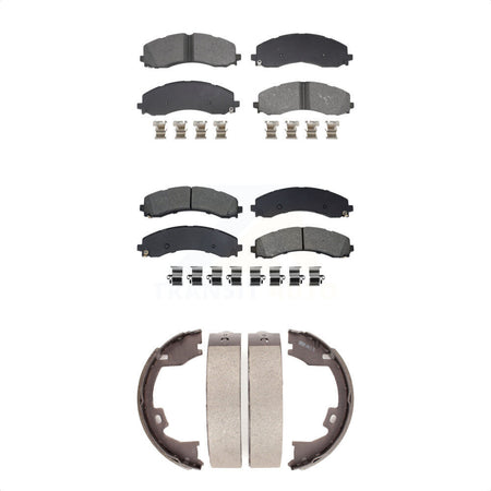 Front Rear Semi-Metallic Brake Pads & Parking Shoe Kit For Ram 3500 With Dual Wheels KSN-100977
